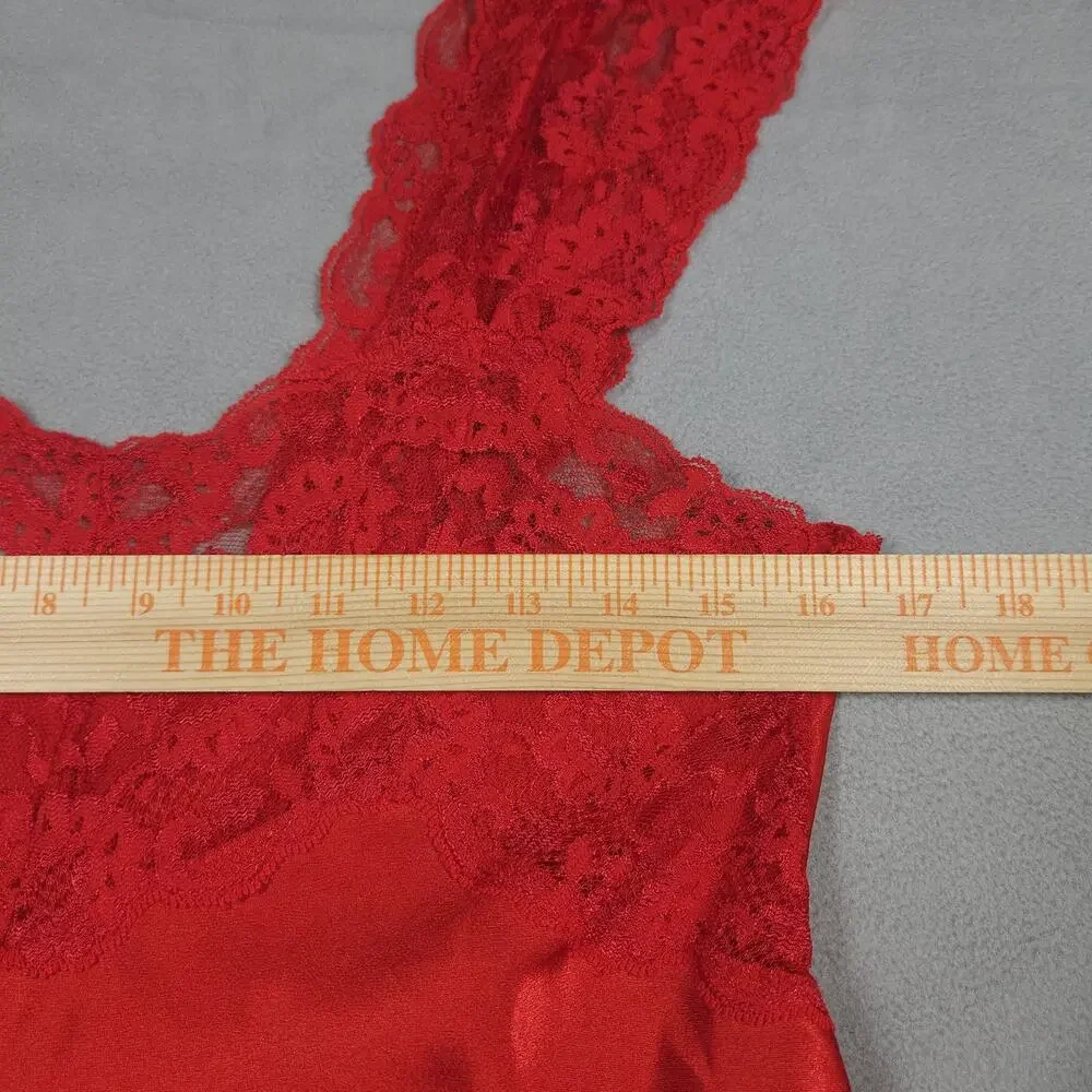 Vtg Val Mode Lingerie Slip Dress Womens‎ Medium Red Lace Satin Danity Chemise
